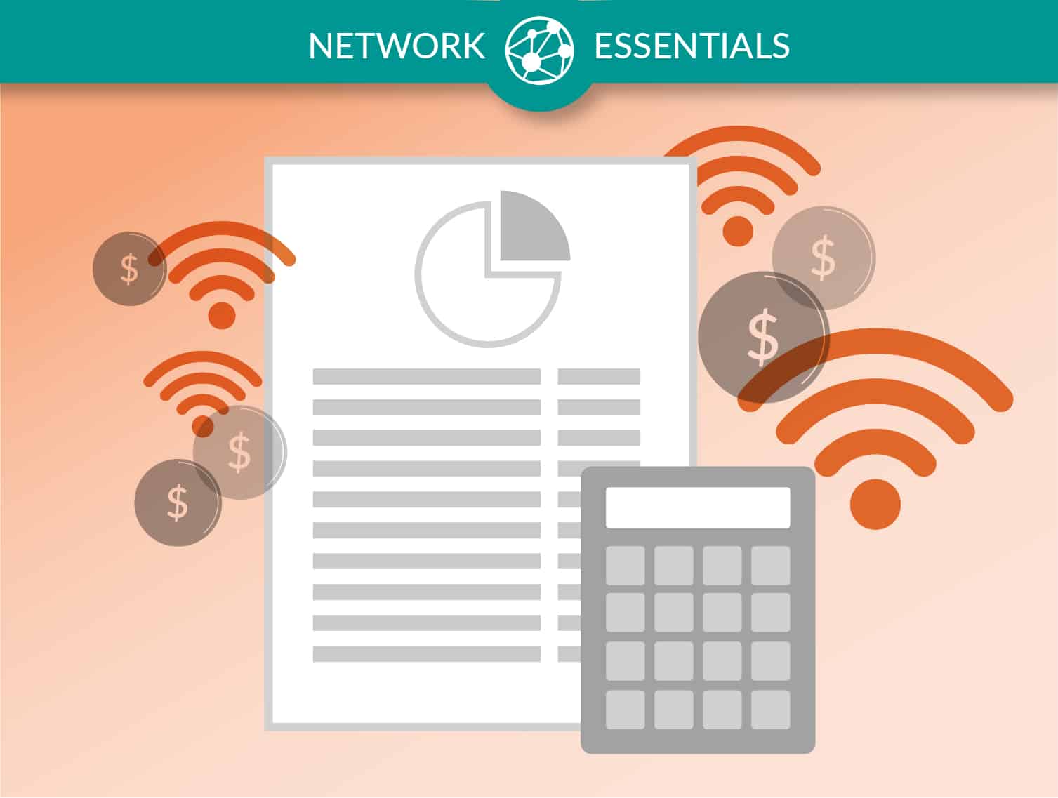 Network Essentials School Budget Graphic of a calculator and a budgeting spreadsheet