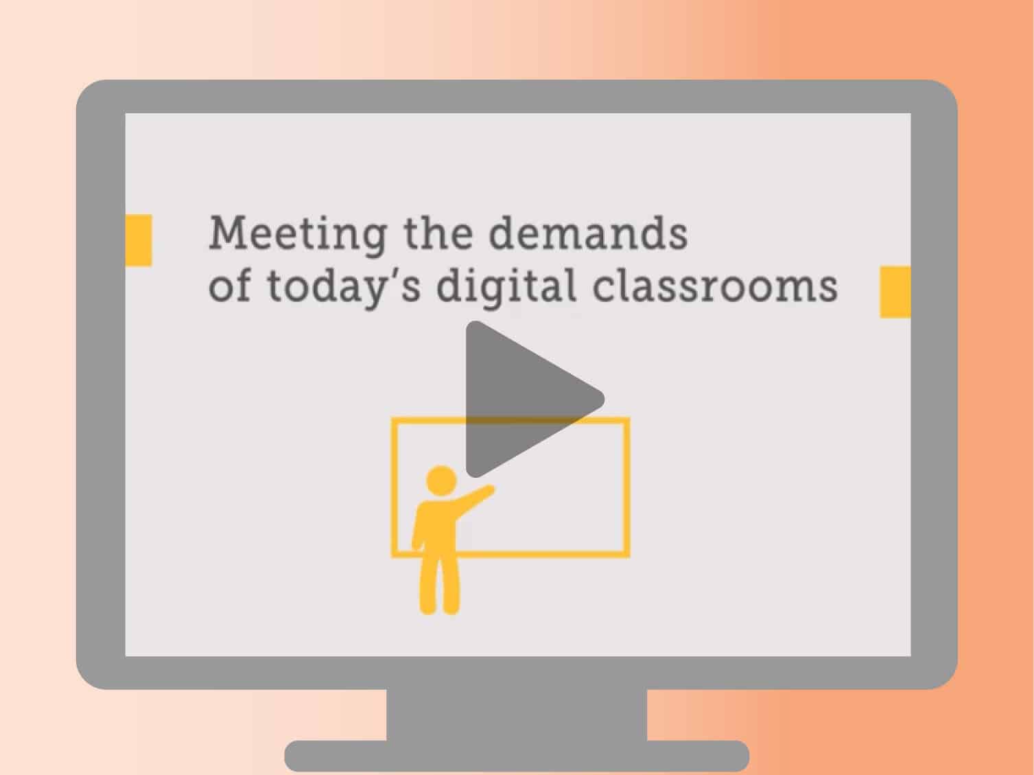 A graphic of a video with the words 'Meeting the demands of today's digital classrooms"