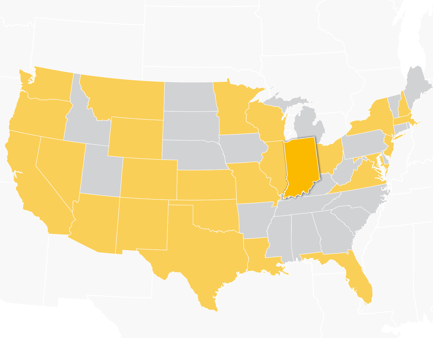 Indiana State in U.S. Map