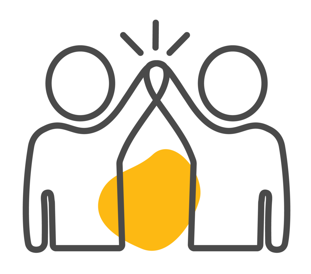Two people high-fiving illustration