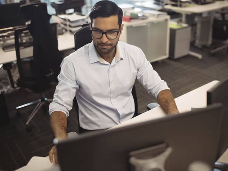 Male worker at desk