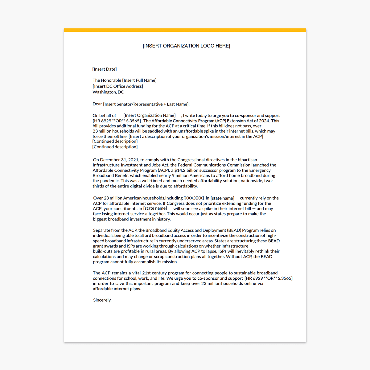 Advocacy Template Letter EducationSuperHighway