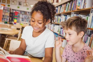 Children visiting the library